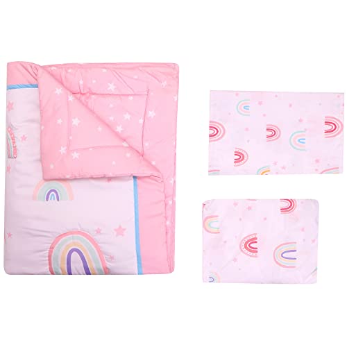 Baby Bees Rainbows 4 Pieces Crib Bedding Sets For Boys & Girls | Baby Bedding Set Of Crib Sheet, Quilt, Dust Ruffle For Standard Size Crib #TOP4