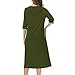 Women's Zipper Robe 3/4 Sleeve Housecoats Long Nightgown Full Length House Dress Patchwork Loungewear with Pockets Army Green