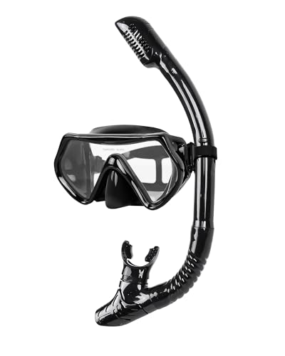 Edge Snorkeling Gear for Adults, Dry-Top Snorkel & Scuba Diving mask, Anti-Fog Wide View Dive Goggles Professional Snorkeling Swimming Set Breathing Freely
