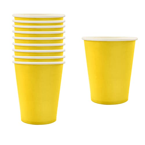 16pcs Yellow Paper Cups 9 Ounce Solid Color Paper Cups,Disposable Party Cups Tableware Birthday Decorations Cups for Him,Her,Men,Women,Adults Tea Party,Drinking Cups for Party Birthday Supplies