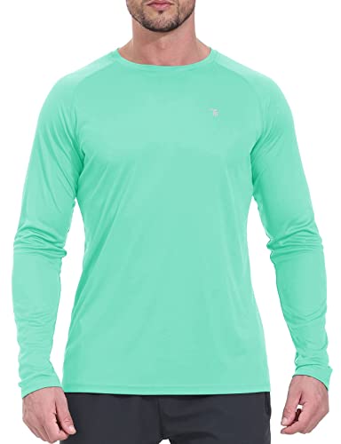 Rdruko Men's Outdoor Hiking Shirts Long Sleeve Upf 50+ Sun Protection Dry Fit Lightweight Sports Shirts(Mint Green, Us Xl) #TOP5