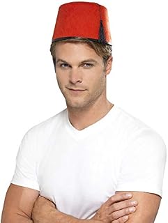 Smiffys Fez Hat with Black Tassel - Red
