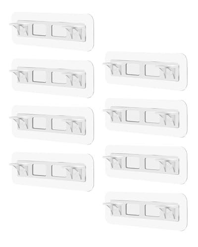 KGDUYC 8 Piezas de soportes autoadhesivos para estanterías, sin perforación, diseño reforzado, doble fila, para armarios de cocina, estanterías, armarios, tableros de cartón