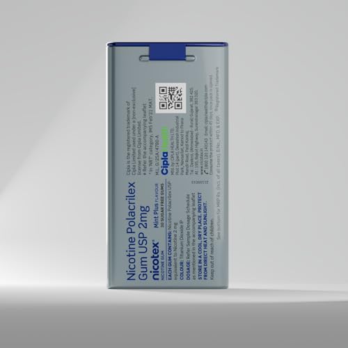 Image of Cipla Nicotex Nicotine Sugar Free Mint Plus Gums 2mg | Helps to Quit Smoking | WHO-approved Therapy | 30 Gums per Tin | Pack of 1