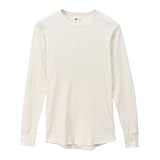 [ヘインズ] 長袖シャツ Tシャツ 防寒 あたたかい 柔らかい綿混素材 丸首 ワッフル編み サーマル クルーネックロングスリーブ HM4-Q501 メンズ オフホワイト M