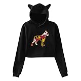 Boxer Dog Silhouette with Maryland Flag Cute Cat Ear Crop Top Sweatshirts Hoody for Women Teen Girls...