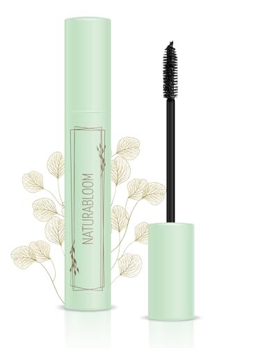 NATURABLOOM Vegan Black Mascara - Hypoallergenic, Smudge-proof & Long lasting Mascara with Jojoba, Extra Volume and Length For Stunning Lashes