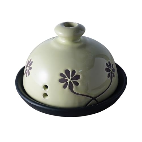 HAGJII Ceramica Porta Aglio con Coperchio Dispensa Vaso per Aglio, Rustico Agriturismo La Cucina Organizzatore