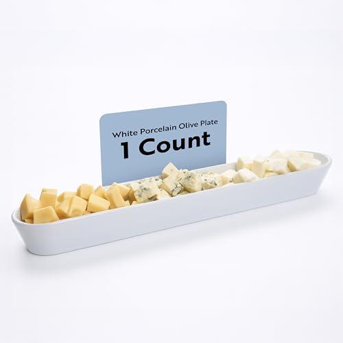 Restaurantware Siluro 16.3 Inch Olive Tray 1 Narrow Olive Plate - Microwave-Safe Oven-Safe White Porcelain Narrow Serving Tray Chip-Resistant For Olives Or Cheeses