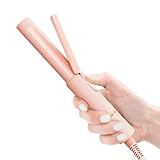 Ceramic Mini 1 inch Curling Iron for Short Hair, Small Hair Curler Iron for Travel, Dual Voltage Curling Wand for Worldwide Trip(Light Pink)