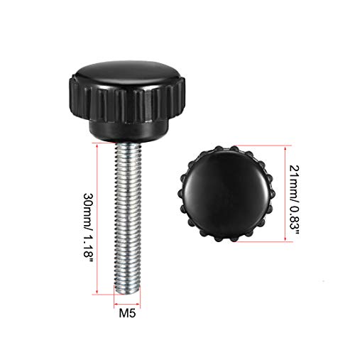 Uxcell M5 X 30Mm Metric Male Thread Knurled Clamping Knobs Grip Thumb Screw On Type Hand Clamping Handle Bolt With Plastic Knobs Black 5 Pcs #TOP1