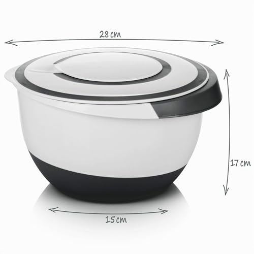 com-four® Bol mélangeur 5 l avec couvercle, saladier, récipient – vue 6
