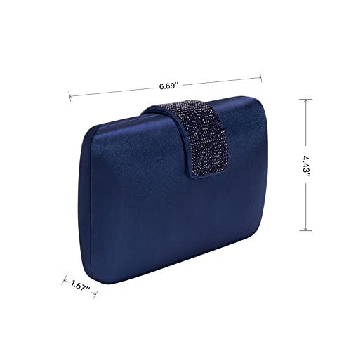 Image of Satin Rhinestones Evening Bags Party Bridal Clutch Purse For Women Prom Clutch