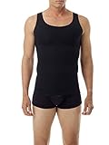 Underworks Mens Cotton Spandex Compression Tank 3-Pack, Large, Black