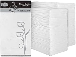 Premium White Napkins, 1/8 Fold Dinner Napkin, Value Pack 200 Count