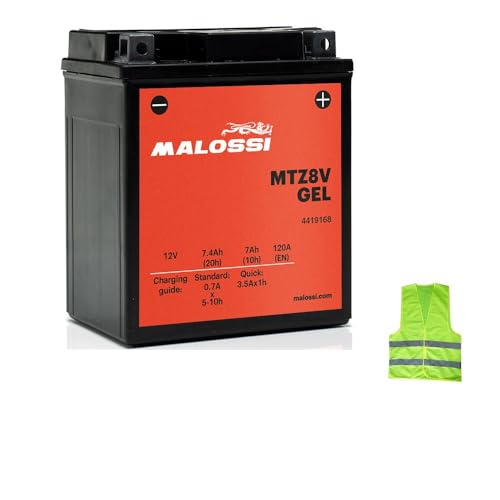 Descrizione del prodotto: + GRATIS come nella foto! Batteria pre-caricata per MALOSSI MTZ8V (YTZ8V) - Batteria pronta e pronta all'uso - BATTERIA PRECARICA E PRONTA PER L'USO, Devi SOLO SULLA TUA MOTO E/O SCOOTER!! -Ampere 12 volt 7 Ah -DIMENSIONI: 113 x 70 x 130 m -Tecnologia: Gel Fabbrica attivata (VRLA) -Impermeabile -Montaggio multiposizione -Solfatazione della piastra al minimo -Adatto per climi freddi -Durata più lunga -Conforme alle normative europee 2
