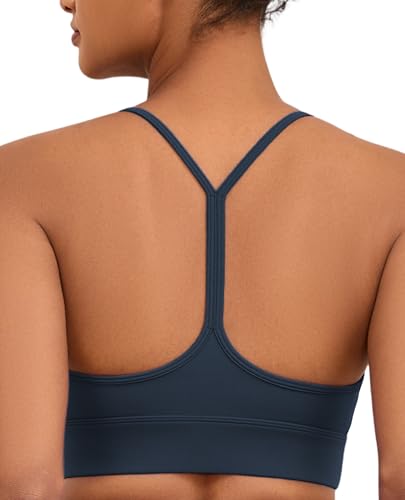 Image of Womens Y-Back Sports Bra, Weightless Padded Yoga Bra, Spaghetti Strap Low Impact Gym Top for Workout & Daily Wear