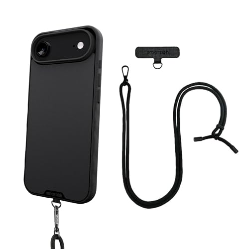 Image of Smartish iPhone Air MagSafe Case + Crossbody Lanyard Strap - Thin Grip Cover with Universal Detachable Shoulder Neck Strap for Apple iPhone Air - Black Tie Affair