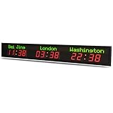 AYCDL Grande Orologio Mondiale Digitale A LED, Orologio Mondiale con 3 Città, Regolazione della Luminosità su 5 Livelli, Ntp, Funzione Ora Legale, Ideale per Hotel E Aziende Mu