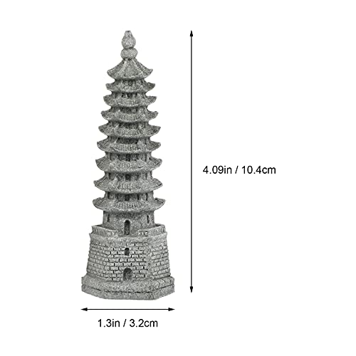 Housoutil 2Pcs Mini Pagoda Figurines Statue Fairy Garden Miniature Hexagon Figurine Vase Micro Landscape Asian Zen Garden Home Aquarium Dollhouse Decoration - Image 2