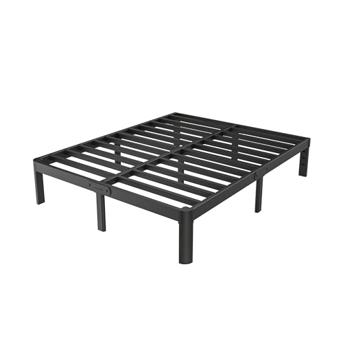 KZZLOL 14" Metal Full Bed Frame with Storage, No Box Spring