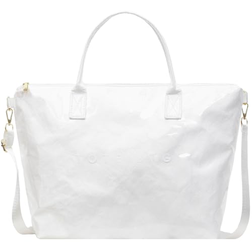 Image of PVC Tote Bag Gifts for Women Large Tote Purse Kraft Paper Letter Print Hobo Handbags for Work Beach Shopping Travel
