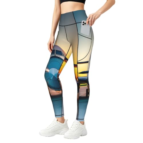 Pantalones de yoga Aircraft Plane At Sunsets mallas casuales para correr y fitness diario