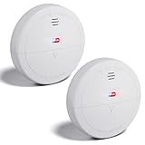 2-Pack Smart Smoke Detectors – WiFi Fire Alarms with App Control, Low Battery Warning, Silence & Test, Easy-Access Cover, Includes 4 AAA Batteries