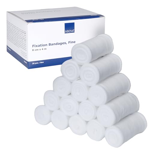 ABENA Mullbinden 8cm x 4m – 20 Stück, Fein, Elastische Binde aus Verbandsmaterial, luftdurchlässige und hautfreundliche Bandage – ideal zur Fixierung bei Wundpflege, Sport & Alltag