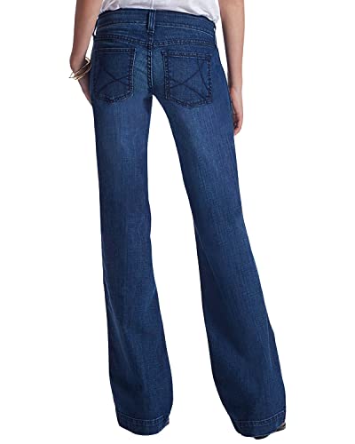 Ariat Women's Trouser Mid Rise Stretch Outseam Ella Wide Leg Jean Blue Size 33 L #TOP15