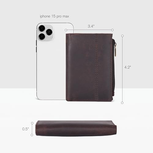 Image of Oak Leathers Wallet For Women Full Grain Leather - Small RFID Coin Purse Credit Card & ID Holder for Ladies,Bifold Wallets for Teenager | Small