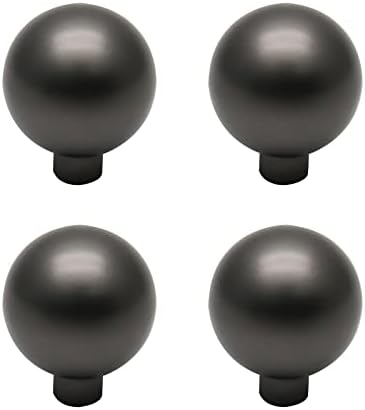 Savagrow 4pcs Solid Round Ball Cabinet Knobs 0.98" Dia Polished Kitchen Hardware Knobs for Cupboard Drawers, Pearl Black