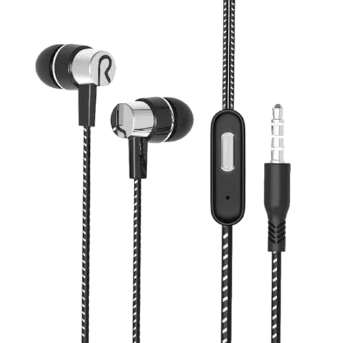Auriculares intrauditivos con cable para teléfono, diseño de micrófono portátil con cable, estéreo de alta fidelidad, audio cómodo y ligero para correr, caminar, viajar, llamar música y escuchar