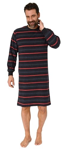 Edel aussehendes Herren Frottee Nachthemd Langarm mit Bündchen, Farbe:rot1, Größe:48-50