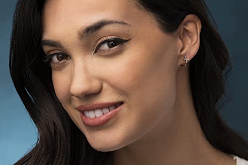 Natalia Drake Tiny Cross Huggie 1/4 Cttw Diamond Hoop Earrings for Women in Rhodium Plated 925 Sterling Silver2