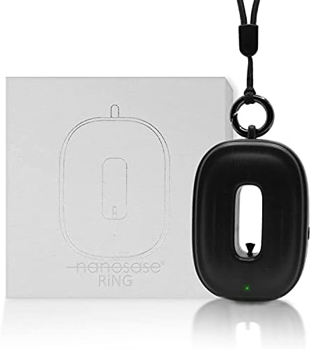 Nanosase ring personal air purifier necklace mini ionic wearable for Kids, Adults, healthy negative ion therapy, filterless mobile air ionizer by igozen. (Black, 1 Pack)