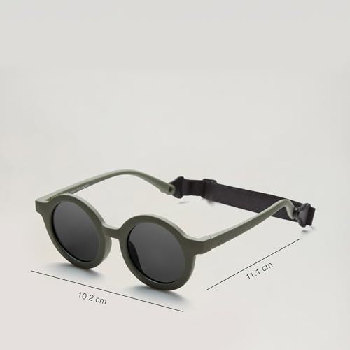 BABYMOCS Baby Sonnenbrille 0-1,5 Jahre BIOPLASTIK & POLARISIERT I Runde Sonnenbrille Baby Jungen & Mädchen BPA-frei I 100% UV SCHUTZ I Mit Band & biegsam I Schwedisches Design Sonnenbrillen Kleinkind