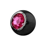 [ROQUE] ボディピアス キャッチ 14G ジュエルストーンキャッチ 4mm(1個売り) 14G/ブラック フューシャピンク/4mm