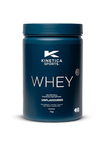 Kinetica Sports Whey Protein Powder - Unflavoured, 1 Kg, 33 Servings | 23g Protein, 5.5g BCAA Amino Acid & 4.32g Glutamine | Recovery Shake for Optimum Nutrition | WADA & Informed Sport Approved