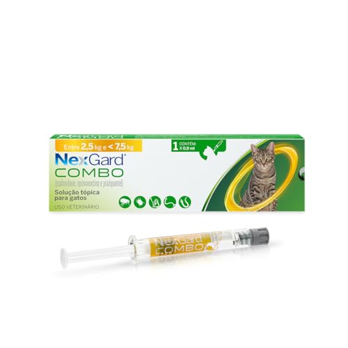 NexGard COMBO Antipulgas, Sarna e Vermes para Gatos de 2,5kg a 7,5 kg - 1 aplicador