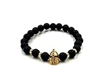  Exklusives Armband Lava Stein Naturstein Perlen hochwertiger Sparta Helm Perlenarmband goldener Helm Edelstahl Onyx antik beads bracelet Lawa black Gladiator Ritter gold