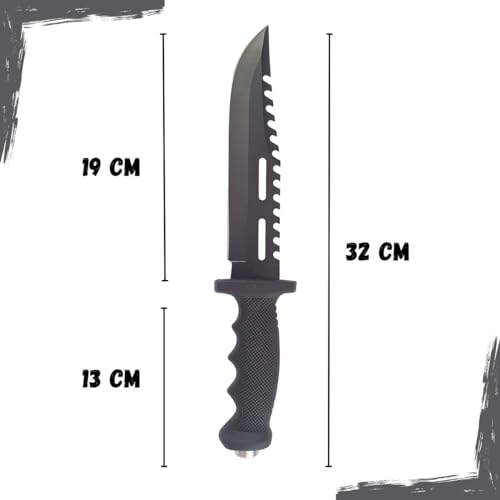 Generic Faca Tática Militar Esportiva Caça Mergulho Pesca Com Bainha Rígida Camping Trilha (Preto)