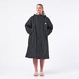 Unisex Outdoor-Wickelmantel, langärmelig, winddicht und wasserdicht, mit Kapuze, für Strand, Wildschwimmen, Surfen und Spazierengehen, übergroß, schnell trocknend, Schwarz , S-M