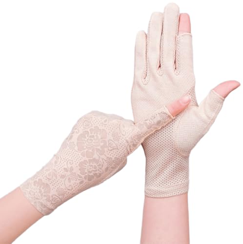 INOGIH Womens Sun Gloves Cotton Full-Finger UV Protection