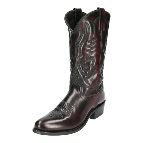 Smoky+Men%27s+11%22+Black+Cherry+Leather+Western+Cowboy+Boot3