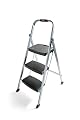Rubbermaid RM-3W Folding 3-Step Steel Frame Stool with Hand Grip and Plastic Steps, 200-Pound Capacity, Silver Finish