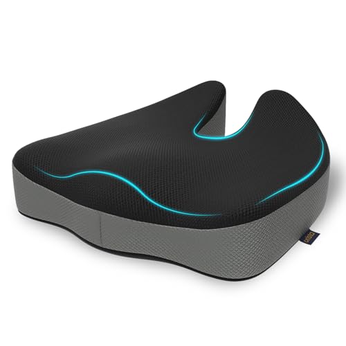 Image of Orista Orthopedic Coccyx Seat Cushion with Cooling Gel Memory Foam | Tailbone, Sciatica & Lower Back Pain Relief | Office Chair, Car Seat, Wheelchair & Home Sitting Cushion | Washable Cover