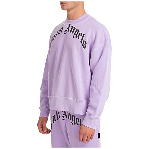 Palm Angels Curved Logo Felpa Uomo Viola L