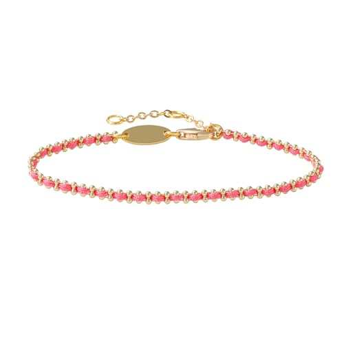 LEGENSTAR Gold Bracelet for Women 18K Gold Dainty Plated Lucky Bracelet for Women Handmade String Interwoven with Gold Chain Adjustable Length Simple Gold Bracelet Fashion Accessory