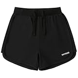 DOTDOG Girls Athletic Shorts Cotton Active Running Short Drawstring Elastic Waist Casual Shorts for